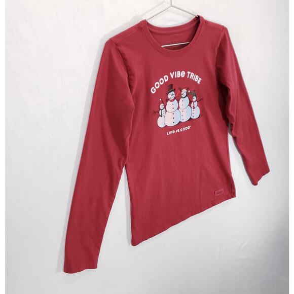 Life Is Good Shirt Womens Extra Small Red Snowman Good Vibe Tribe Crusher Tee - Picture 7 of 12
